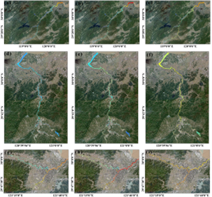 Fig1 Multi-year average spatial distribution results of chemical oxygen demand (COD), total phosphorus, and total nitrogen in certain rivers. (a)~(c) represent the multi-year average spatial distribution results of chemical oxygen demand (COD), total phosphorus, and total nitrogen in the Qiantang River. (d)~(f) represent the multi-year average spatial distribution results of chemical oxygen demand (COD), total phosphorus, and total nitrogen in the Cao’e River. (g)~(f) represent the multi-year average spatial distribution results of chemical oxygen demand (COD), total phosphorus, and total nitrogen in the Yong River.