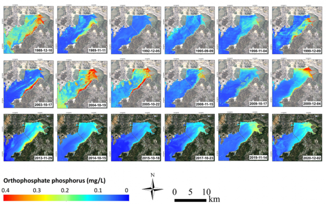 Fig 2 The concentration of orthophosphate-phosphorous in Shenzhen Bay